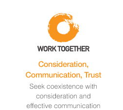 WORK TOGETHER : Consideration, Communication, Trust -
Seek coexistence with consideratuin and effective communication